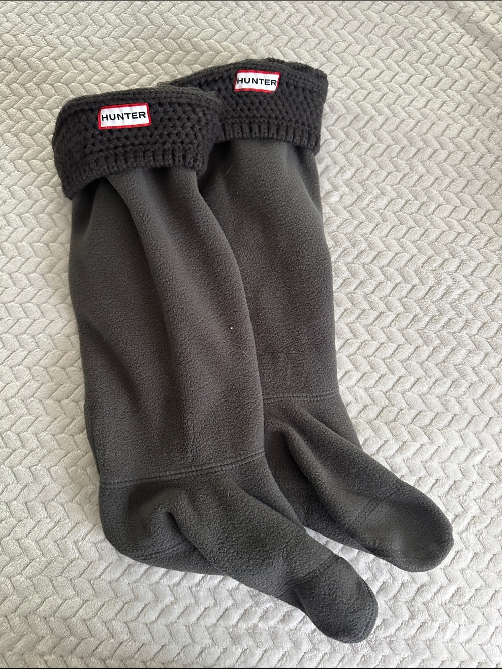 Hunter Black Fleece Boot Socks with Knit Cuff